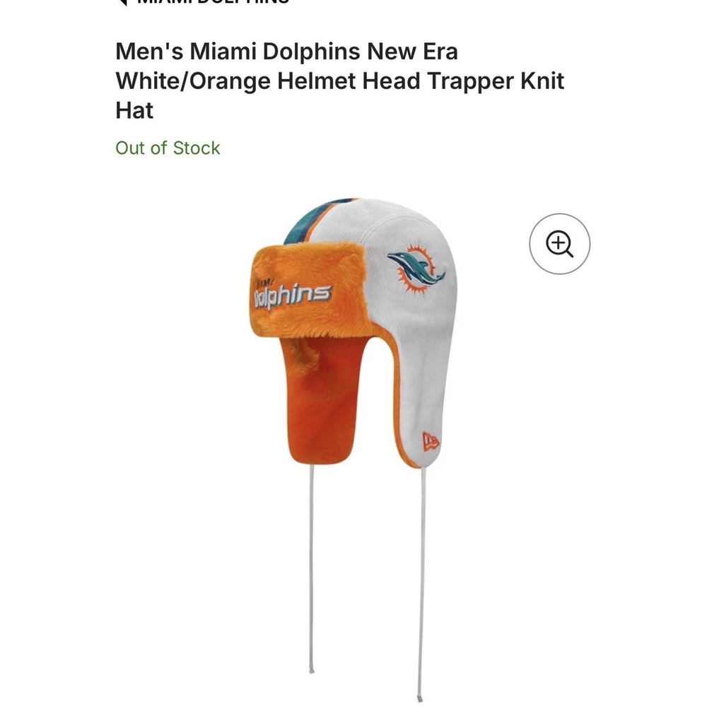 Dolphin's  Men's New Era White‎ Helmet Head Trapper Knit Hat Dog Ears Beanie